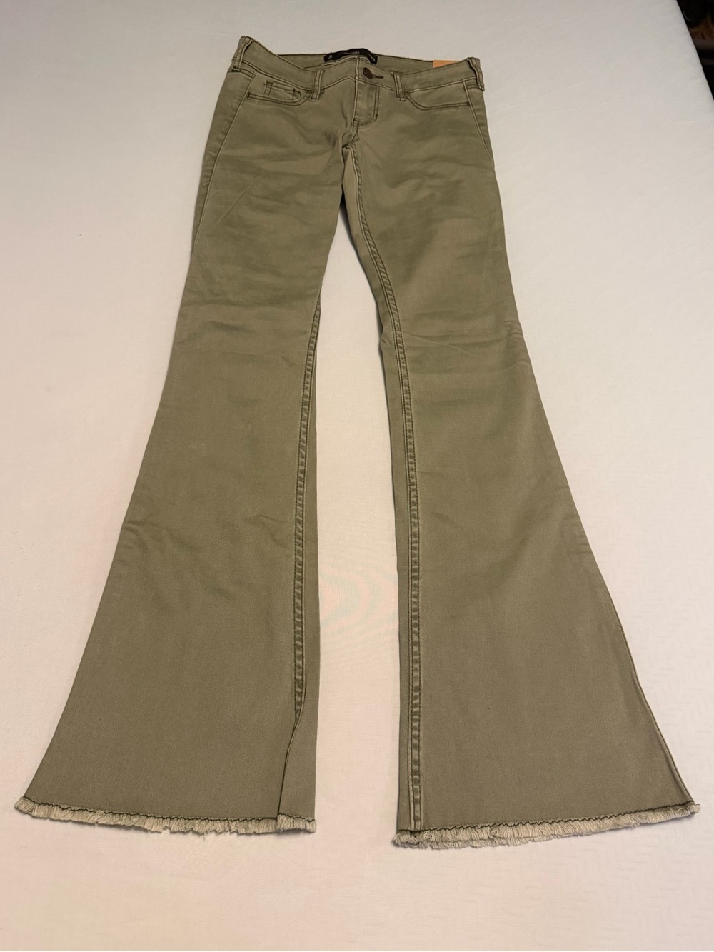 Hollister Olive Green Flared Wide-Leg Jeans